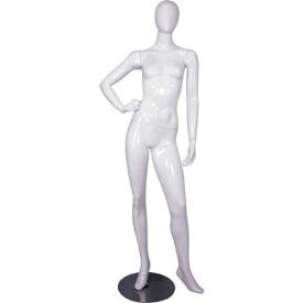 Amko Displays Llc MICHELLE-3White Female Mannequin - Right Hand on Hip, Left Leg Sideways - Gloss Finish, White image.