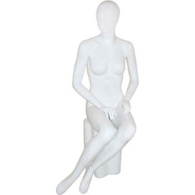 Amko Displays Llc MICHELLE-5White Female Mannequin - Sitting, Legs to Side - Gloss Finish, White image.
