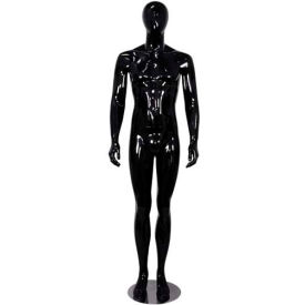 Amko Displays Llc MIKE-1Black Male Mannequin - Hands by Side, Leg Straight - Gloss Finish, Black image.