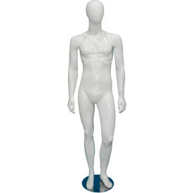 Amko Displays Llc MIKE-2WHITE Male Mannequin - Hands by Side, Left Knee Bent - Gloss Finish, White image.