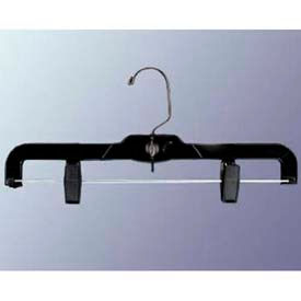 Amko Displays Llc SH14B Skirt And Pants Hanger, W/ Metal Clip And Swivel Hook, 14" L, Plastic, Black image.