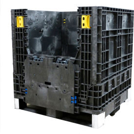 Buckhorn® Collapsible Bulk Container 2 Drop Doors 32"L x 30"W x 34"H 1800 lb. Cap. Black 