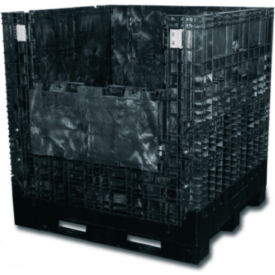 Plastic Collapsible Bulk Container, 48"L x 45"W x 51"H, 2000 lb. Cap, Black view 2