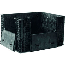 Buckhorn® Plastic Collapsible Bulk Container 57"L x 48"W x 34"H 2000 lb. Capacity Black 