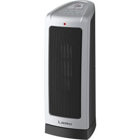 Lasko Ceramic 30"" Digital Space Saving Pedestal Heater W/ Digital Remote 1500W Gray