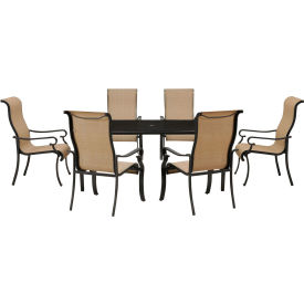 Almo Fulfillment Services Llc BRIGDN7PC-GLS Hanover® Brigantine 7 Piece Outdoor Dining Set w/ Glass Top Table, Harvest Wheat image.