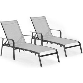 Almo Fulfillment Services Llc FOXCHS2PC-GRY Foxhill All-Weather Commercial-Grade Aluminum Chaise Lounge Chair Set with Sunbrella Sling Fabric image.