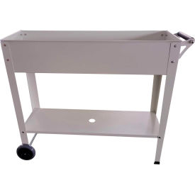 Almo Fulfillment Services Llc HANPLCART-WHT Hanover Galvanized Steel Mobile Raised Planter Cart with Wheels, 16"D x 39.3"W x 31.5"H, White image.