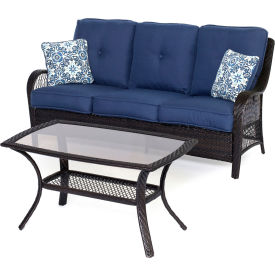 Hanover Orleans 2 Piece Patio Set, Navy Blue/French Roast