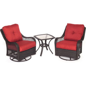 Hanover Orleans 3 Piece Swivel Rocking Chat Set, Autumn Berry/French Roast