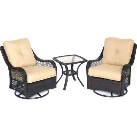 Almo Fulfillment Services Llc ORLEANS3PCSW-B-TAN Hanover&3174; Orleans 3 Piece Swivel Rocking Chat Set, Sahara Sand/French Roast image.