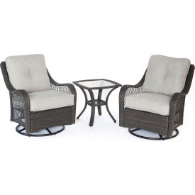 Almo Fulfillment Services Llc ORLEANS3PCSW-G-SLV Hanover® Orleans 3 Piece Swivel Rocking Chat Set, Silver Lining/Gray image.