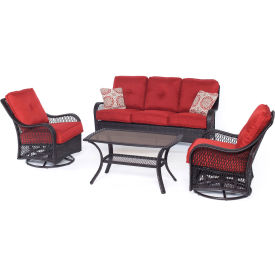 Almo Fulfillment Services Llc ORLEANS4PCSW-B-BRY Hanover® Orleans 4 Piece All Weather Patio Set, Autumn Berry/French Roast image.