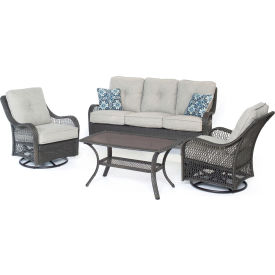 Almo Fulfillment Services Llc ORLEANS4PCSW-G-SLV Hanover® Orleans 4 Piece All Weather Patio Set, Silver Lining/Gray image.