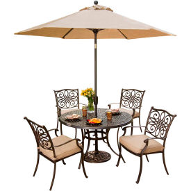 Almo Fulfillment Services Llc TRADITIONS5PC-SU Hanover® Traditions 5 Piece Outdoor Dining Set w/ Umbrella Table image.