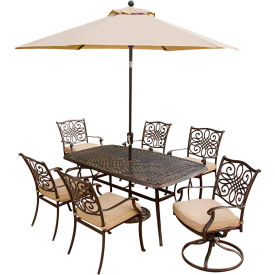 Almo Fulfillment Services Llc TRADITIONS7PCSW-SU Hanover® Traditions 7 Piece Outdoor Dining Set w/ Umbrella Table image.