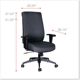United Stationers Supply ALEHPS4101 Alera® Wrigley Series High-Back Synchro-Tilt Task Chair, 17.24" - 20.55" Seat Height, Black image.