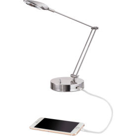 Alera® Adjustable LED Task Lamp with USB Port 4W Brushed Nickel 