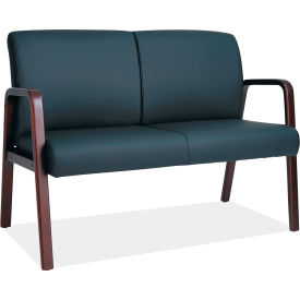 Alera Furniture RL2219M Alera® Reception Lounge Series Wood Loveseat, 44.88 x 26.13 x 33, Black/Mahogany image.