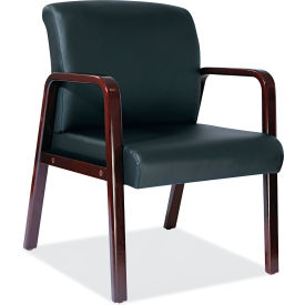 Alera Furniture ALERL43ALS10M Alera® Reception Lounge WL Series Guest Chair, 24.21" x 24.8" x 32.67", Black, Mahogany Base image.