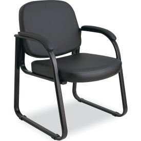 Alera Furniture RL43C16 Alera® Genaro Series Faux Leather Half-Back Sled Base Guest Chair 25" x 24.80" x 33.66", Black image.