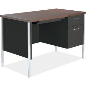 Alera Furniture SD4524BM Alera® Single Pedestal Steel Desk, 45.25" x 24" x 29.5", Mocha/Black image.