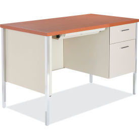 Alera Furniture ALESD214824PO Alera® Single Pedestal Steel Desk, 45.25" x 24" x 29.5", Cherry/Putty image.
