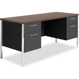 Alera Furniture SD6024BM Alera® Double Pedestal Steel Credenza, 60" x 24"x 29.5", Mocha/Black image.
