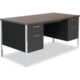 Alera Furniture SD6030BM Alera® Double Pedestal Steel Desk, 60" x 30" x 29.5", Mocha/Black image.