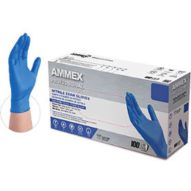 Ammex Corp ACNPF42100 Ammex® Disposable Nitrile Exam Gloves, Powder Free, S, Blue, 100/BX image.