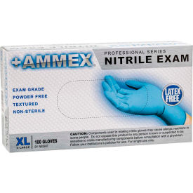 Ammex Corp APFN44100 Ammex® APFN Medical/Exam Nitrile Gloves, Powder-Free, Blue, Medium, 100/Box image.