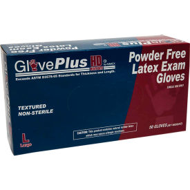 Ammex Corp GPLHD84100 Ammex® GPLHD GlovePlus Medical/Exam Latex Gloves, Powder-Free, 12"L, Blue, M, 50/Box image.