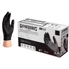 Gloveworks® Disposable Nitrile Exam Gloves Powder Free S Black Pack of 1000