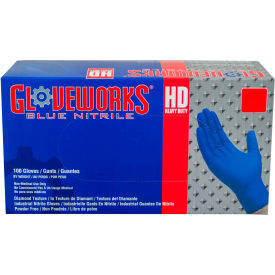 Ammex Corp GWRBN46100 Ammex® GWRBN Gloveworks Industrial Grade Textured Nitrile Gloves, Powder-Free, Blue, L, 100/Box image.