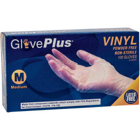 Ammex Corp IVPF42100 Ammex® GlovePlus Industrial Grade Vinyl Gloves, 3 Mil, Powder-Free, S, Clear, 100/Box image.