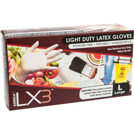 Ammex Corp LX344100 Ammex® LX3 Industrial Grade Latex Gloves, Powder-Free, Natural, M, 100/Box image.