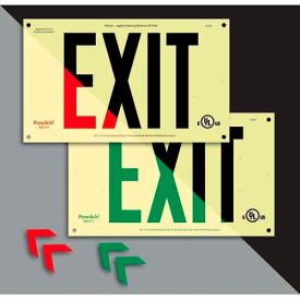 American Permalight Inc 600120-600123 Unframed Double-Sided Photoluminescent Green Exit Sign - Rigid Plastic image.