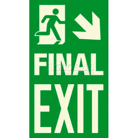 American Permalight Inc 86-60437F Photoluminescent Final Exit "Man Right/Arrow Down Right" NYC Mea-Listed Aluminum Sign image.