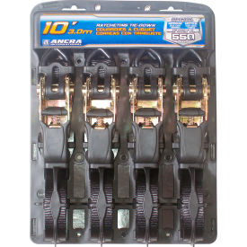 Cargo Strap Assy Ratchet Buckle w/vinyl S-Hooks, 1" x 10', Black, Pack of 4 view 2