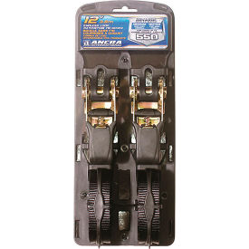 Cargo Strap Assy Ratchet Buckle w/vinyl S-Hooks, 1" x 12', Black, Pack of 2 view 2