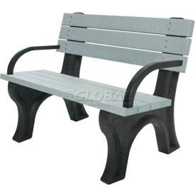 Polly Products ASM-DB4BA-02-BK/BN Polly Products Deluxe 4 Backed Bench w/ Arms, Brown Bench/Black Frame image.