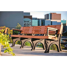 Polly Products ASM-EB8BA-02-BK/CD Polly Products Elite 8 Backed Bench w/ Arms, Cedar Bench/Black Frame image.