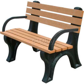 Polly Products ASM-EM4BA-02-BN/CD Polly Products Econo Mizer 4 Backed Bench w/ Arms, Cedar Bench/Brown Frame image.