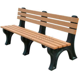 Polly Products ASM-EM6B-02-BK/BN Polly Products Econo Mizer 6 Backed Bench, Brown Bench/Black Frame image.