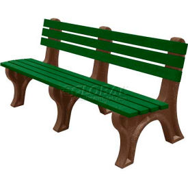 Polly Products Econo Mizer 6' Backed Bench, Green Bench/Brown Frame