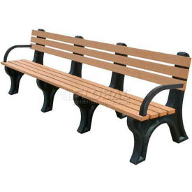 Polly Products ASM-EM8BA-02-BN/CD Polly Products Econo Mizer 8 Backed Bench w/ Arms, Cedar Bench/Brown Frame image.