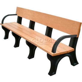 Polly Products ASM-LB8BA-02-BN/BN Polly Products Landmark 8 Backed Bench w/ Arms, Brown Bench/Brown Frame image.