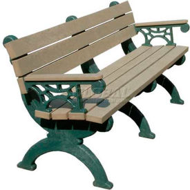 Polly Products ASM-MB6BA-01-BN/BN Polly Products Monarque 6 Backed Bench w/ Arms, Brown Bench/Brown Frame image.
