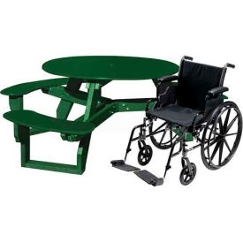 Polly Products ASM-ORTHA-03-GN/GN Polly Products Round Picnic Table, Handicap Accessible, Green Top/Green Frame image.