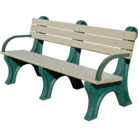 Polly Products ASM-PC6BA-01-BN/BN Polly Products Park Classic 6 Backed Bench w/ Arms, Brown Bench/Brown Frame image.